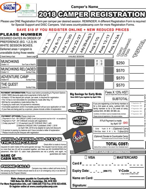 CamperRegistrationForm20181 Countryside Camp & Conference Centre