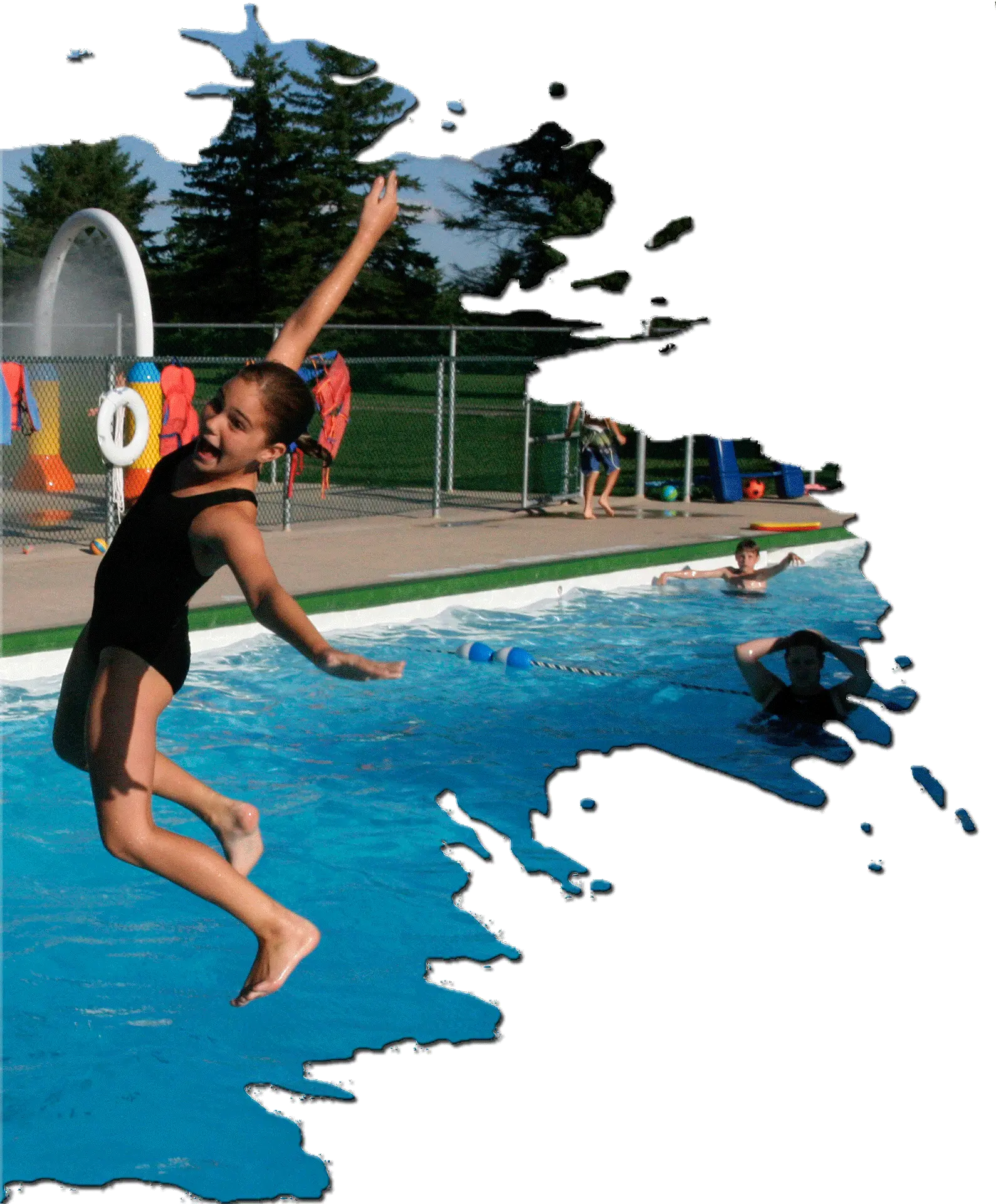 jump in pool at summer day camp