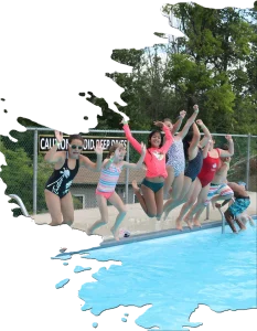 jump in pool at summer day camp